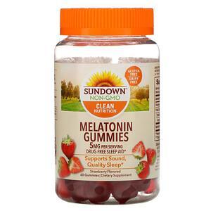 Sundown Naturals, Melatonin Gummies, Strawberry Flavored, 2.5 mg, 60 Gummies - HealthCentralUSA