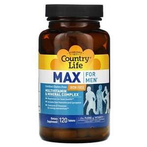 Country Life, Max for Men, Multivitamin & Mineral Complex, Iron-Free, 120 Tablets - HealthCentralUSA