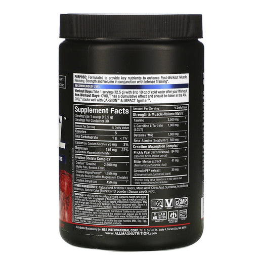 ALLMAX Nutrition, CVOL, Post, Raspberry Kiwi Kamikaze, 13.2 oz (375 g) - HealthCentralUSA