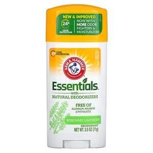 Arm & Hammer, Essentials with Natural Deodorizers, Deodorant, Rosemary Lavender, 2.5 oz (71 g) - HealthCentralUSA