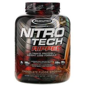 Muscletech, Nitro Tech Ripped, Ultimate Protein + Weight Loss Formula, Chocolate Fudge Brownie, 4 lbs (1.81 kg) - HealthCentralUSA