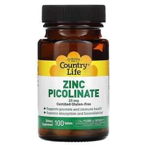 Country Life, Zinc Picolinate, 25 mg, 100 Tablets - HealthCentralUSA