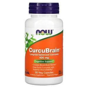Now Foods, CurcuBrain, Cognitive Support, 400 mg, 50 Veg Capsules - HealthCentralUSA