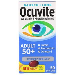 Bausch & Lomb, Ocuvite, Adult 50 +, Eye Vitamin & Mineral Supplement, 50 Soft Gels - HealthCentralUSA
