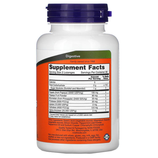 Now Foods, Chewable Papaya Enzymes, 180 Lozenges - HealthCentralUSA