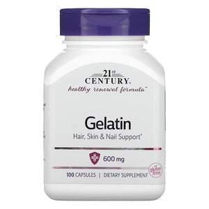 21st Century, Gelatin, 600 mg, 100 Capsules - HealthCentralUSA