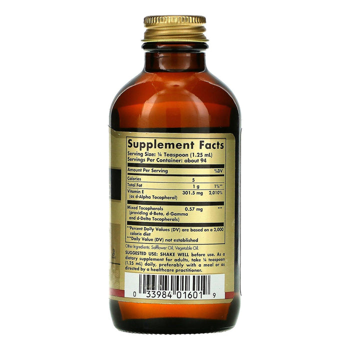 Solgar, Natural Liquid Vitamin E, 4 fl oz (118 ml) - HealthCentralUSA
