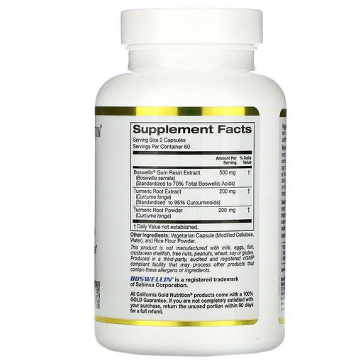 California Gold Nutrition, Boswellia Extract, Plus Turmeric Extract, 250 mg, 120 Veggie Capsules - HealthCentralUSA