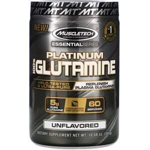 Muscletech, Essential Series, Platinum 100% Glutamine, Unflavored, 5 g, 10.58 oz (300 g) - HealthCentralUSA