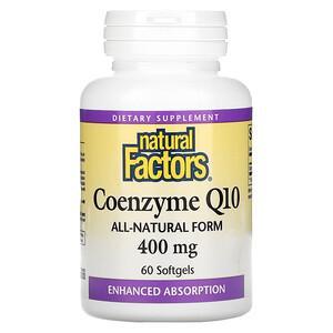 Natural Factors, Coenzyme Q10, 400 mg, 60 Softgels - HealthCentralUSA