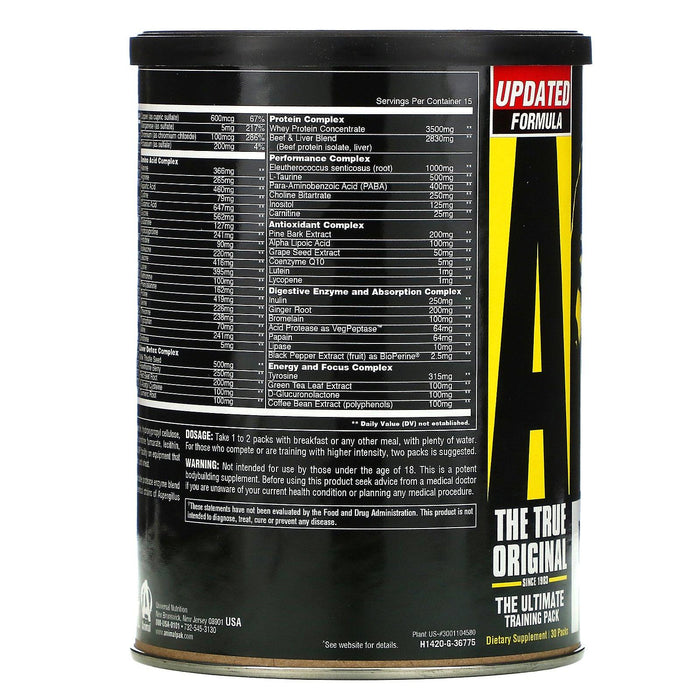 Universal Nutrition, Animal Pak, The Ultimate Training Pack, 30 Packs - HealthCentralUSA