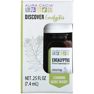 Aura Cacia, Discover Eucalyptus, Pure Essential Oil, .25 fl oz (7.4 ml) - HealthCentralUSA