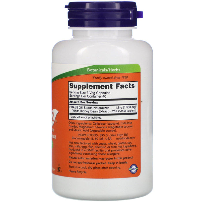 Now Foods, Phase 2, Starch Neutralizer, 500 mg, 120 Veg Capsules - HealthCentralUSA