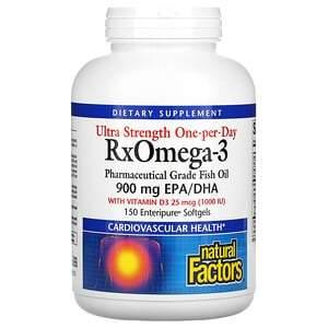 Natural Factors, Ultra Strength Rx Omega-3 with Vitamin D3, 900 mg EPA/DHA, 150 Enteripure Softgels - HealthCentralUSA