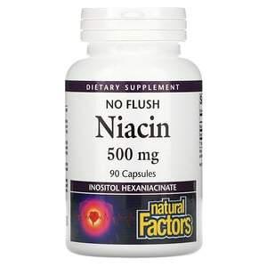 Natural Factors, No Flush Niacin, 500 mg, 90 Capsules - HealthCentralUSA