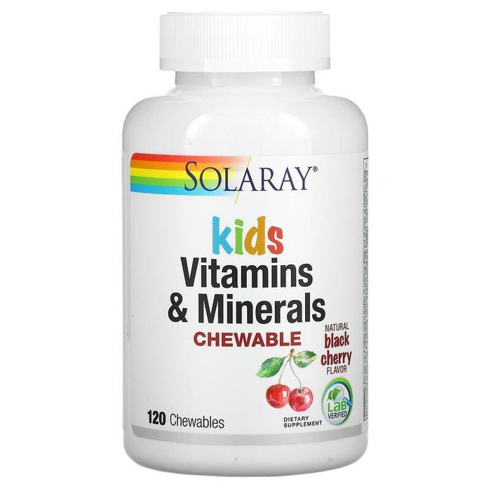 Solaray, Kids Vitamins & Minerals, Chewable, Natural Black Cherry, 120 Chewables - HealthCentralUSA