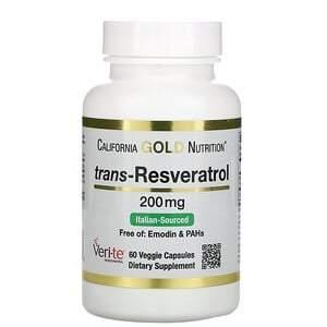 California Gold Nutrition, Trans-Resveratrol, Italian Sourced, 200 mg, 60 Veggie Capsules - HealthCentralUSA