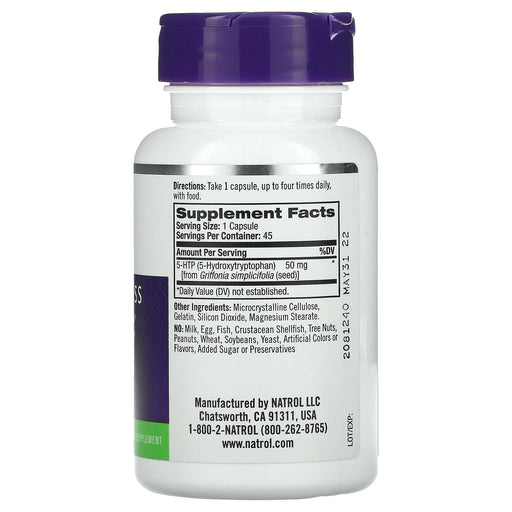 Natrol, 5-HTP, Mood & Stress, 50 mg, 45 Capsules - HealthCentralUSA