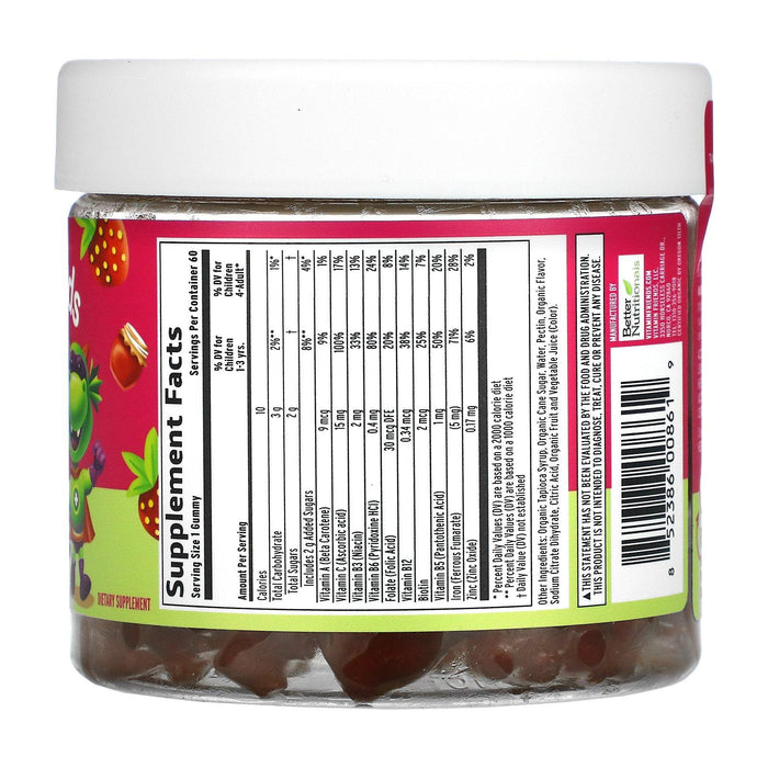 Vitamin Friends, Iron Vegan Gummies, Strawberry Jam, 60 Pectin Gummies - HealthCentralUSA