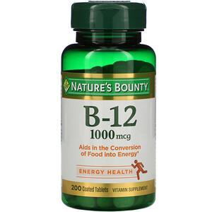 Nature's Bounty, B-12, 1,000 mcg, 200 Coated Tablets - HealthCentralUSA