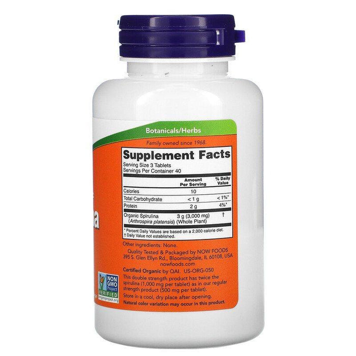 Now Foods, Certified Organic, Spirulina, 1,000 mg, 120 Tablets - HealthCentralUSA