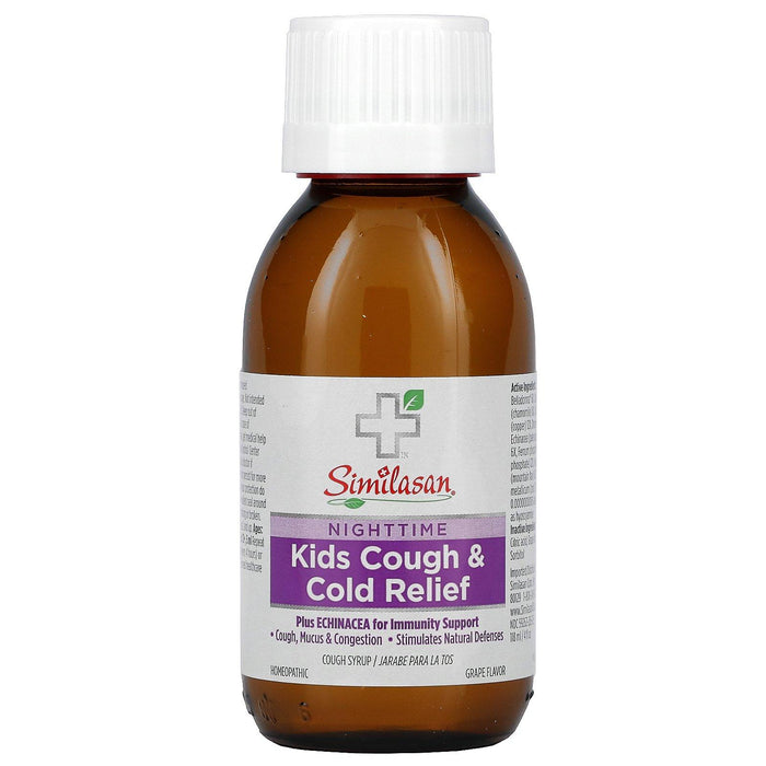 Similasan, Kids Cough & Cold Relief, Nighttime, Kids 2+, Natural Grape , 4 fl oz (118 ml) - HealthCentralUSA