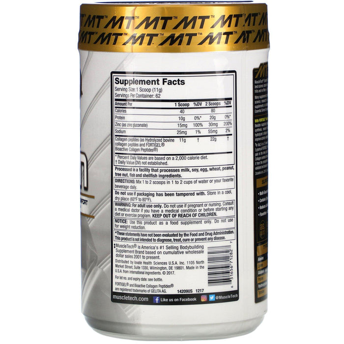 Muscletech, Platinum 100% Hydrolyzed Collagen, Unflavored, 1.52 lbs (692 g) - HealthCentralUSA