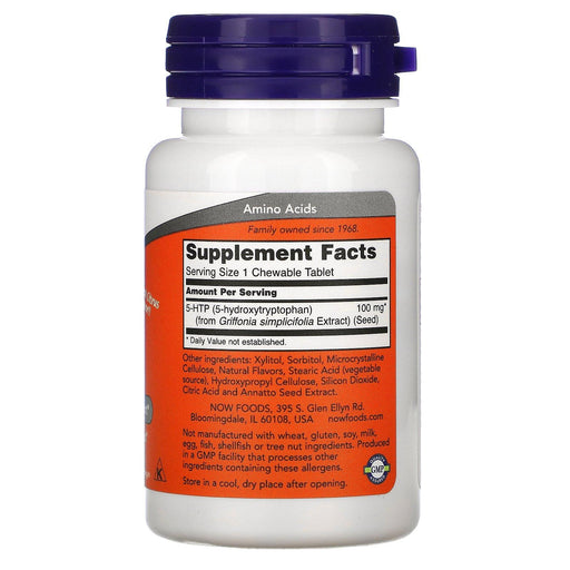 Now Foods, 5-HTP, Natural Citrus Flavor, 100 mg, 90 Chewables - HealthCentralUSA