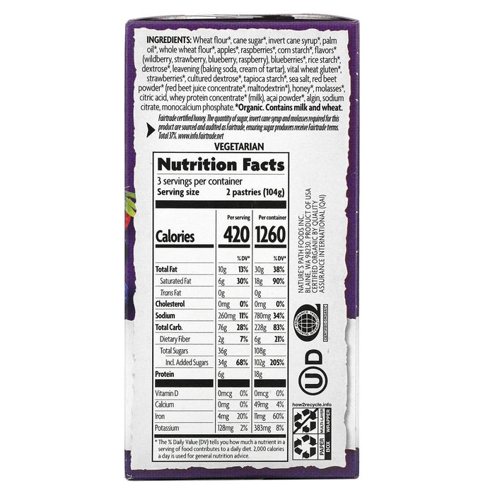 Nature's Path, Organic Toaster Pastries, Frosted Wildberry Acai, 6 Pastries, 52 g Each - HealthCentralUSA