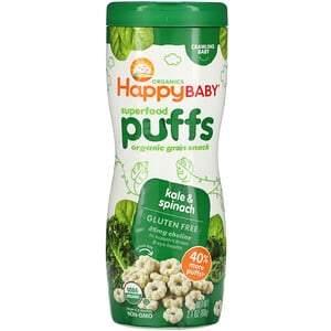 Happy Family Organics, Superfood Puffs, Organic Grain Snack, Kale & Spinach, 2.1 oz (60 g) - HealthCentralUSA