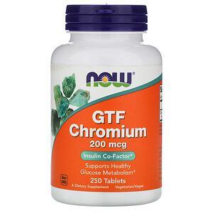 Now Foods, GTF Chromium, 200 mcg, 250 Tablets - HealthCentralUSA