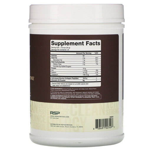 RSP Nutrition, AvoCollagen, Collagen Peptides & Avocado Oil Powder, Chocolate, 14.1 oz (400 g) - HealthCentralUSA