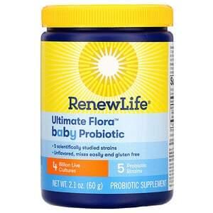 Renew Life, Ultimate Flora Baby Probiotic, 4 Billion Live Cultures, 2.1 oz (60 g) - HealthCentralUSA