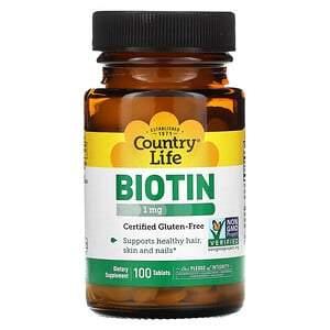Country Life, Biotin, 1 mg, 100 Tablets - HealthCentralUSA