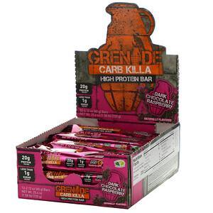Grenade, Carb Killa, High Protein Bar, Dark Chocolate Raspberry, 12 Bars, 2.12 oz (60 g) Each - HealthCentralUSA