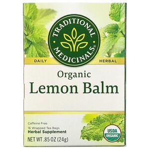 Traditional Medicinals, Organic Lemon Balm, Caffeine Free, 16 Wrapped Tea Bags, .85 oz (24 g) - HealthCentralUSA