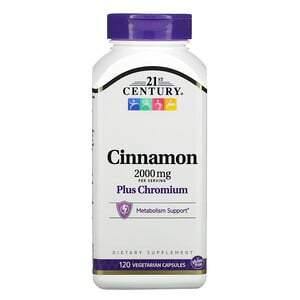 21st Century, Cinnamon Plus Chromium, 2,000 mg, 120 Vegetarian Capsules - HealthCentralUSA