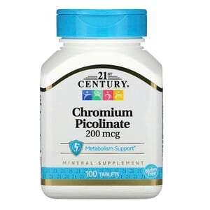 21st Century, Chromium Picolinate, 200 mcg, 100 Tablets - HealthCentralUSA