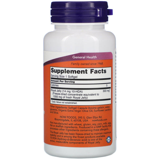 Now Foods, Royal Jelly, 1,000 mg, 60 Softgels - HealthCentralUSA