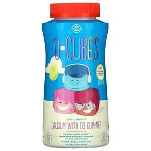 Solgar, U-Cubes, Children's Calcium With D3, Pink Lemonade, Blueberry, Strawberry, 120 Gummies - HealthCentralUSA
