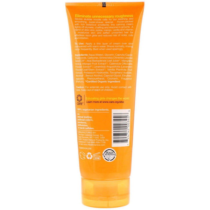 Alba Botanica, Very Emollient Cream Shave, Mango Vanilla, 8 oz (227 g) - HealthCentralUSA