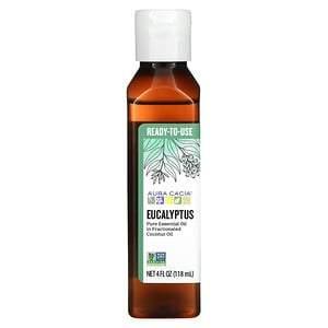 Aura Cacia, Pure Essential Oil In Fractionated Coconut Oil, Eucalyptus, 4 fl oz (118 ml) - HealthCentralUSA