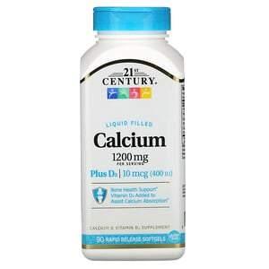 21st Century, Liquid Filled Calcium Plus D3, 1,200 mg, 90 Rapid Release Softgels - HealthCentralUSA