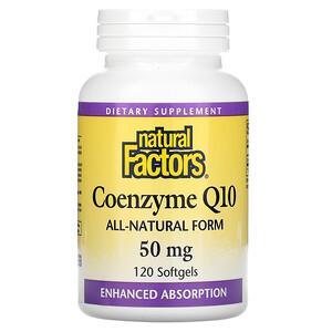 Natural Factors, Coenzyme Q10, 50 mg, 120 Softgels - HealthCentralUSA