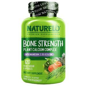 NATURELO, Bone Strength, Plant-Based Calcium Complex, 120 Vegetarian Capsules - HealthCentralUSA