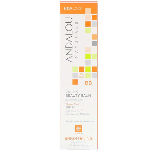 Andalou Naturals, BB Vitamin C Beauty Balm, Brightening, SPF 30, Sheer Tint, 2 fl oz (58 ml) - HealthCentralUSA