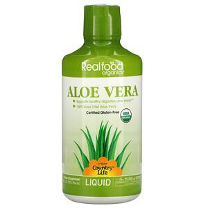 Country Life, Realfood Organics, Aloe Vera Liquid, 32 fl oz (944 ml) - HealthCentralUSA