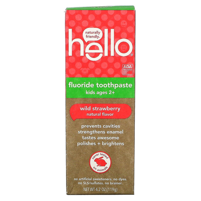 Hello, Kids, Fluoride Toothpaste, Wild Strawberry, 4.2 oz (119 g) - HealthCentralUSA