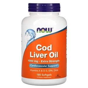 Now Foods, Cod Liver Oil, 1,000 mg, 180 Softgels - HealthCentralUSA