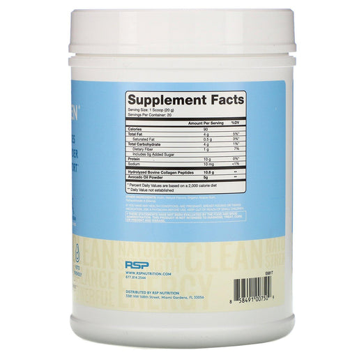 RSP Nutrition, AvoCollagen, Collagen Peptides & Avocado Oil Powder, Vanilla Bean, 14.1 oz (400 g) - HealthCentralUSA